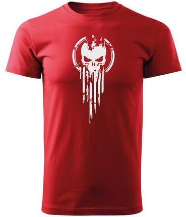 DRAGOWA koszulka z krótkim rękawem skull, czerwona 160g/m2 - Rozmiar:5XL