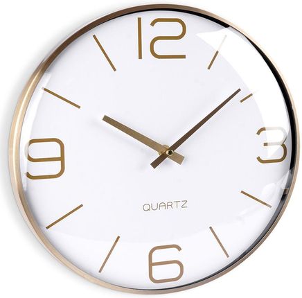 Zegar ścienny okrągły aluminiowy złoty biały 30 cm