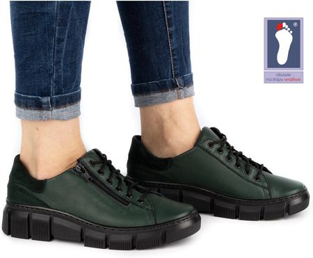 Półbuty damskie sneakersy skórzane 0663W zielone