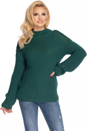 Swobodny sweter z wykończeniem w rulon (Zielony, Uniwersalny)