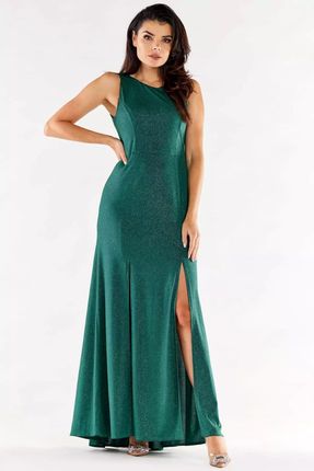 Wieczorowa sukienka maxi z rozcięciami (Zielony, M)
