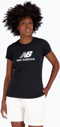 New Balance T Shirt Damski Essentials Stacked Logo Co Czarny Wt31546Bk