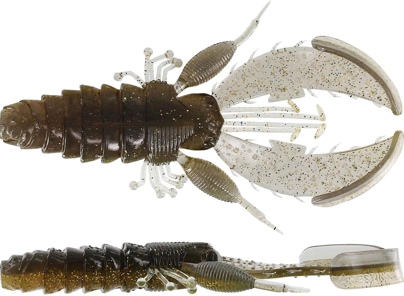 Westin CreCraw Creaturebait - 5 Gamberi In Gomma Per Pesca Spinning, 8,5 Cm 7g, Colore Motoroil Pepper
