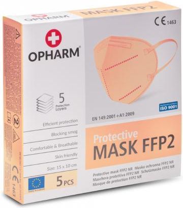 OPHARM Maska Ochronna FFP2 brzoskwiniowa, 5szt. 