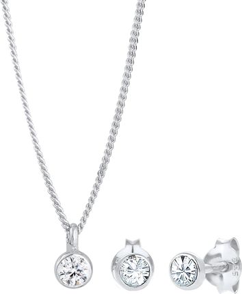 Elli Zestaw biżuterii Damskie Basic z kryształami w srebra próby 925 Zestawy