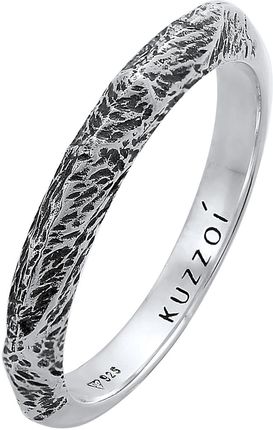 Kuzzoi Pierścień Męski pierścionek obrączka wąska Used Look Solid Trend w srebrze 925 Sterling Silver Biżuteria męska Męskie