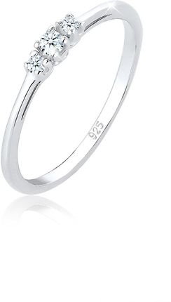 Elli DIAMONDS Pierścień Damski zaręczynowy z delikatnym diamentem (0.06 ct.) w srebrze 925 Sterling Silver Pierścionki