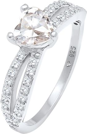Elli Pierścień Damski pierścionek soliter zaręczyny miłość z kryształami cyrkonii srebro 925 Sterling Silver Pierścionki