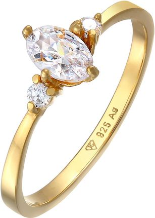 Elli Pierścień Damski pierścionek zaręczynowy owalny z kryształami cyrkonii w srebrze próby 925 Sterling Silver Pierścionki