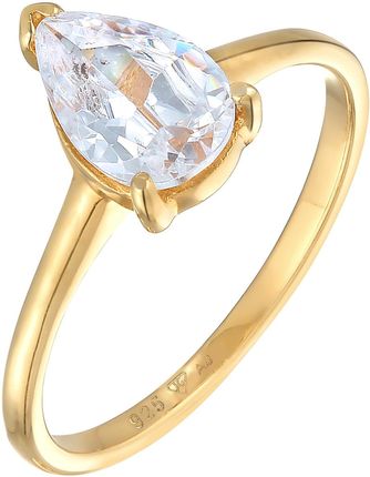 Elli Pierścień Damski pierścionek zaręczynowy solitaire drop z cyrkoniami w srebrze próby 925 Sterling Silver Pierścionki