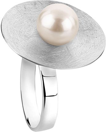 Nenalina Pierścień Damski elegancki koło okrągły Circle Round z muszlą perłową w srebrze 925 Sterling Silver Pierścionki