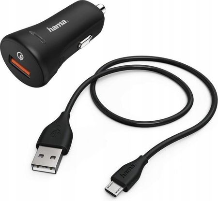 Hama Qualcomm Quick Charge 3.0 + kabel Micro-USB 1,5m czarny (178337)