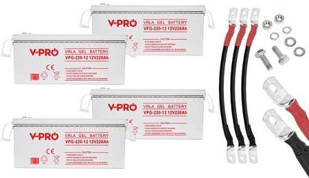 4x Akumulator żelowy Volt GEL VPRO Premium 12V 220Ah + 3x przewód do łączenia 3SPZC21726