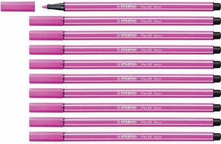 Stabilo Mazaki Pen 68 Fluorescencyjne Różowy 10 Sztuk