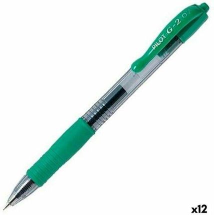 Pilot Długopis Żelowy G-2 07 Kolor Zielony Lopta 0,4 Mm 12 Sztuk