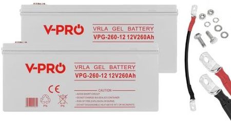 2x Akumulator żelowy Volt GEL VPRO Premium 12V 260Ah + Przewód do łączenia 3SPZC21726