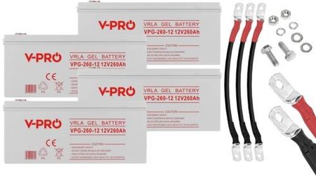 4x Akumulator żelowy Volt GEL VPRO Premium 12V 260Ah + 3x przewód do łączenia 3SPZC21726