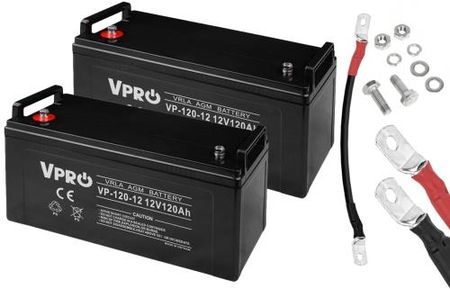 2x Akumulator Volt VPRO VRLA AGM 12V 120Ah + Przewód do łączenia 3SPZC21726