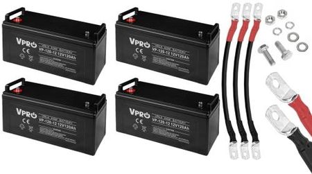 4x Akumulator Volt VPRO VRLA AGM 12V 120Ah + 3x przewód do łączenia 3SPZC21726
