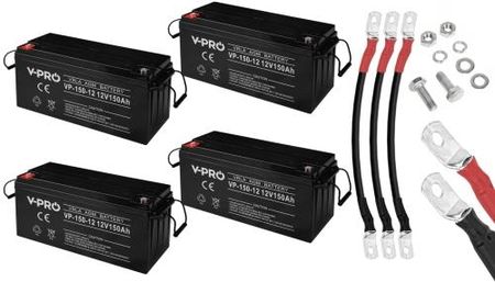 4x Akumulator Volt VPRO VRLA AGM 12V 150Ah + 3x przewód do łączenia 3SPZC21726