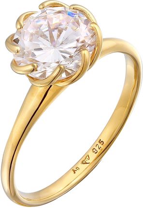 Elli Pierścień Damski pierścionek zaręczynowy solitaire flower z kryształami cyrkonii w srebrze próby 925 Sterling Silver Pierścionki