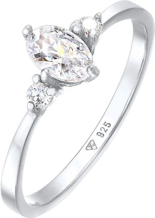 Elli Pierścień Damski pierścionek zaręczynowy owalny z kryształami cyrkonii w srebrze próby 925 Sterling Silver Pierścionki