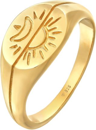 Elli Pierścień Damski sygnet Słońce Księżyc Astro Boho Trend Blogger w srebrze 925 Sterling Silver Pierścionki