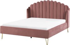 Beliani Retro Łóżko Tapicerowane Welurem 160X200 Cm Metalowe Nóżki Różowe Ambillou 308623