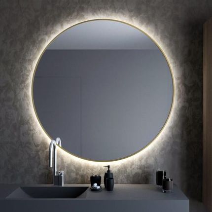 Smartwoods BRIGHT lustro 50 cm okrągłe z oświetleniem LED złote barwa światła zimna