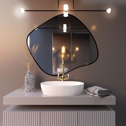 Baltica Design TINY BORDER BRIGHT STAIN III lustro 90x77 cm nieregularne z oświetleniem LED czarne barwa światła neutralna