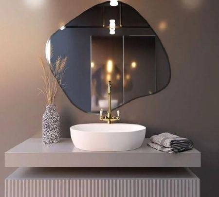 Baltica Design TINY BORDER BRIGHT STAIN III lustro 90x77 cm nieregularne z oświetleniem LED srebrne barwa światła ciepła