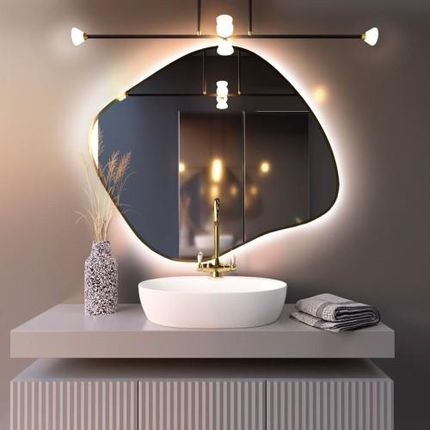 Baltica Design TINY BORDER BRIGHT STAIN III lustro 90x77 cm nieregularne z oświetleniem LED złote barwa światła ciepła