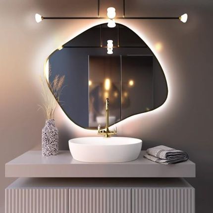 Baltica Design TINY BORDER BRIGHT STAIN III lustro 50x43 cm nieregularne z oświetleniem LED złote barwa światła ciepła