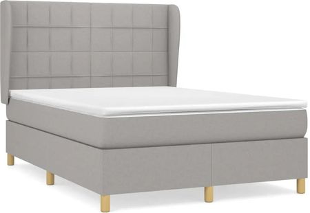 vidaXL Łóżko Kontynentalne Z Materacem Jasnoszare 140X200 Cm Tkanina 13452-3128525