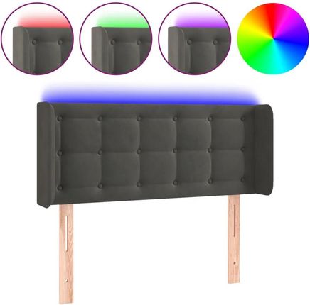 Vidaxl Zagłówek Do Łóżka Z Led Ciemnoszary 93X16X78 88 Cm Aksamit 13452-3123707