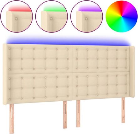 Vidaxl Zagłówek Do Łóżka Z Led Kremowy 163X16X118 128 Cm Tkanina 13452-3124493