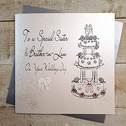 White Cotton Cards XL Hochzeitskarte Für Schwester & Ehemann – Handgefertigt Mit Strass, 22x22 Cm