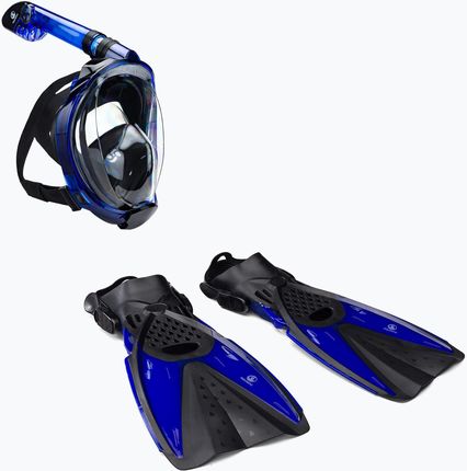 Aquastic Zestaw Do Snorkelingu Maska Fullface + Płetwy Niebieski Smfa01Sn