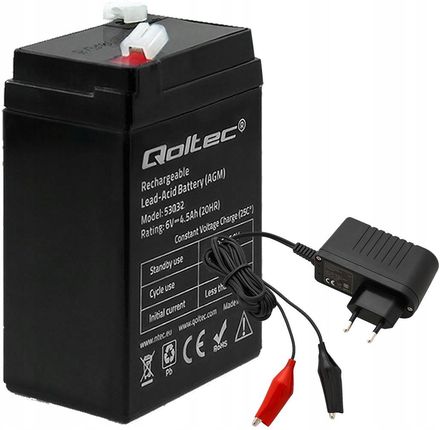 Qoltec Akumulator Agm Ups Alarm 6V 4.5Ah Ładowarka (53032)