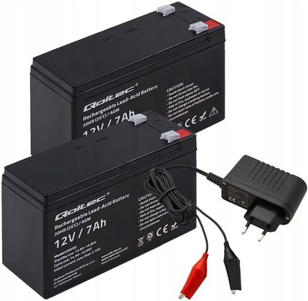Qoltec Akumulator Agm Ups Alarm 2x 12V 7Ah Ładowarka (2X53030ŁAD)