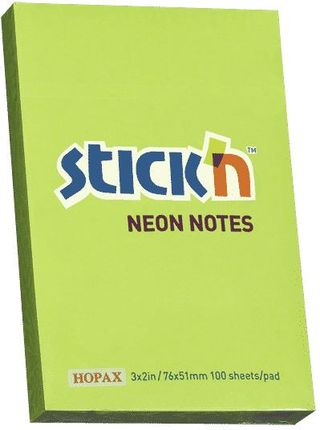 Hopax Stick'N Neon Notes Karteczki Samoprzylepne Zielone