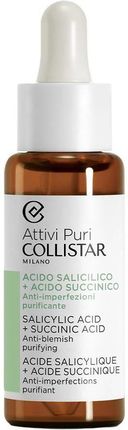 Collistar Attivi Puri Salicylic Acid + Succinic Acid Anti Blemish Purifying Serum Do Twarzy Redukujące Niedoskonałości Z Kwasem Salicylowym 30 ml
