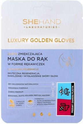 She Shehand Luxury Golden Gloves Złota Zmiękczająca Maska Do Rąk W Formie Rękawiczek 1op.