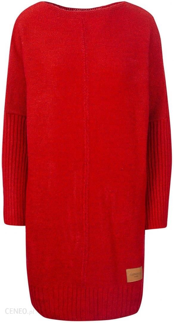 DŁUGI sweter Tunika sukienka dzianinowa (CZERWONY) - Ceny i opinie -  