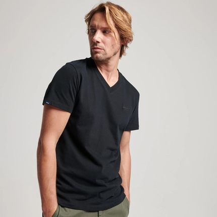 Męska Koszulka z krótkim rękawem Superdry Organic Cotton Vintage Logo V-Neck T-Shirt M1011170A02A – Czarny