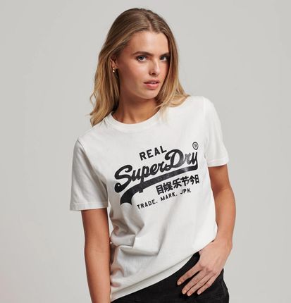 Damska Koszulka z krótkim rękawem Superdry Vintage Logo Embellished T-Shirt W1011143A71D – Biały