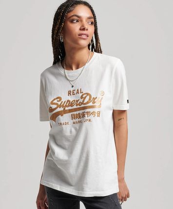 Damska Koszulka z krótkim rękawem Superdry Vintage Logo Embellished T-Shirt W1011143A8Ml – Beżowy