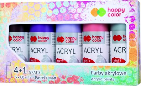 Happy Color Farby Akrylowe Farba Zestaw Mat 4+1