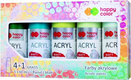 Happy Color Farby Akrylowe Farba Zestaw Mat 4+1 1541429706