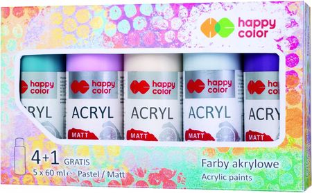Happy Color Farby Akrylowe Farba Zestaw Mat 4+1 1541429852